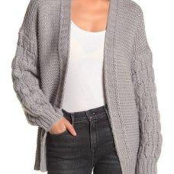 Nordstrom Sweaters - Nordstrom Grey Chunky Knit Open Front Cardigan XL